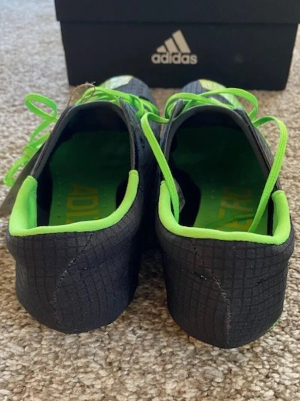 Adidas Adizero Finesse Track Spikes GY8394 Black/Green Men's 10 w/ Box